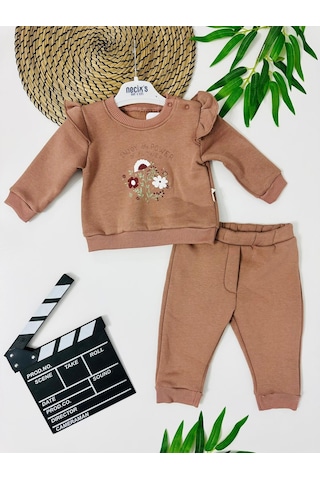 Amazon Omuzdan Çıtçıtlı Şardonlu Kışlık 2li Takım Kahverengi