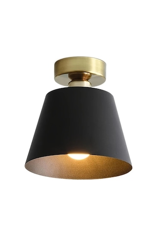 Dashanshop Siyah Metal Antika Pirinç Kaplama Endüstriyel Çiftlik Evi Tarzı Tavan Lambası Siyah