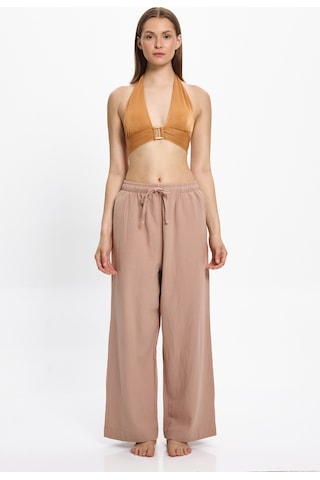 Toosalty Kadın Bej Bol Paça %100 Cotton Plaj Pantolon 25pl17st Bej