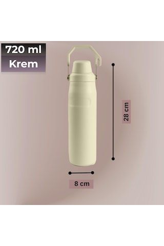 720 Ml Paslanmaz Çelik Çift Katmanlı Termos Krem Krem