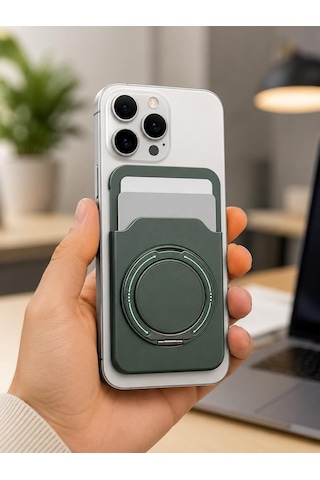 Telefon Kartlığı 360 Derece Döner Yüzüklü Standlı Açılabilir Kart Bölmeli Manyetik Uyumlu Telefon Arkası Kar