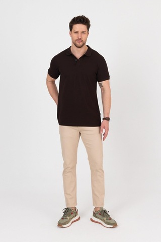 Nemonti Premium Penye Polo Yaka T-shırt Kahve