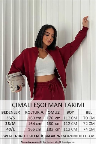 Neşeli Butik Kadın Şardonlu Üç İplik Eşofman Takımı Gts018 - Bordo Bordo