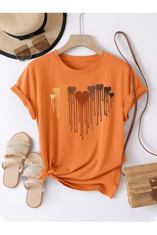 Eriyen Kalpler Baskılı Tasarım Tshirt Turuncu