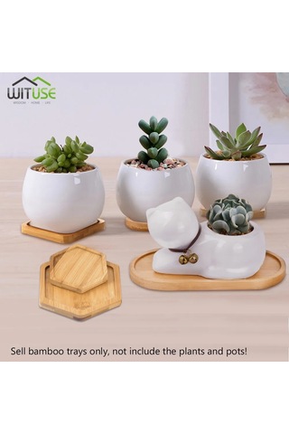 Kalp Şeklindex 1-14 Stil Yuvarlak Kare Saksı Ekici Bambu Tepsi Ahşap Tutucu Ev Dekor Bahçe Kaynağı Anti-solmaya Basit Zarif Tasarım