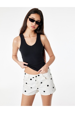 Koton Kaşkorse Modal Karışımlı V Yaka Kolsuz Slim Fit Atlet Siyah 6sal30273ık