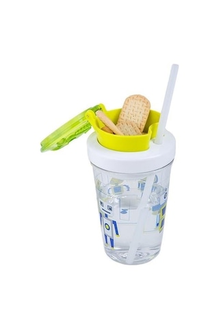 Contigo Bueno Snack Straw Robot Green 350 Ml Çocuk Suluk Yeşil