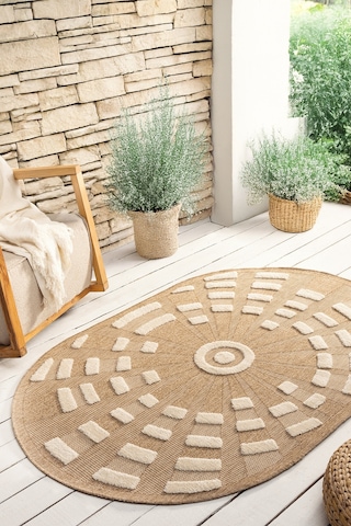 Marakeş Beyaz Oval Halı Salon Oturma Odası Çocuk Odası Yatak Odası Halısı 677o Beyaz
