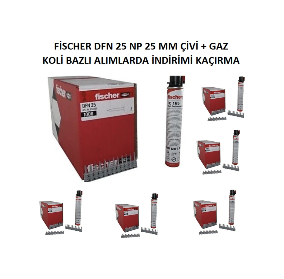 Fischer Dfn 25 Np Çivi + Fc 165 Gaz Tüpü 1 Koli
