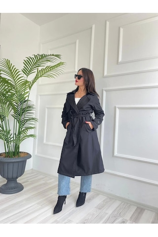 Keymoda Kadın Trençkot Siyah Siyah