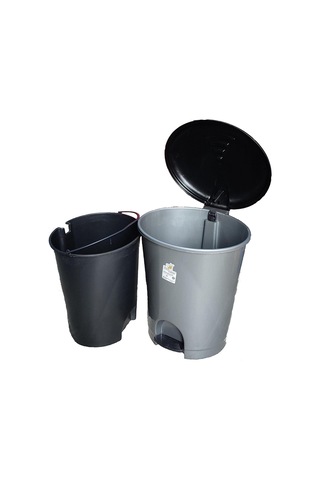 Plastik Pedallı Basmalı İtmeli Çöp Kutusu Kovası / 33 Litre/çıkarılabilir İç Kovalı -38x41x49 Cm Çok Renkli