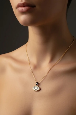 G&a Jewels - Derin Bakış - 925 Ayar Oksitli Yaldız Altın Kaplama Gümüş Kolye Altın - Gümüş 40+5 Cm