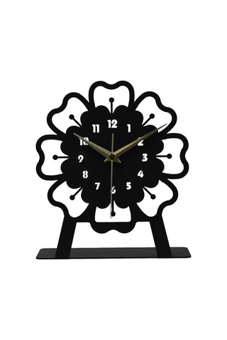 Mercan Model Metal Lazer Kesim Akar Sessiz Mekanizmalı Masa Saati Siyah