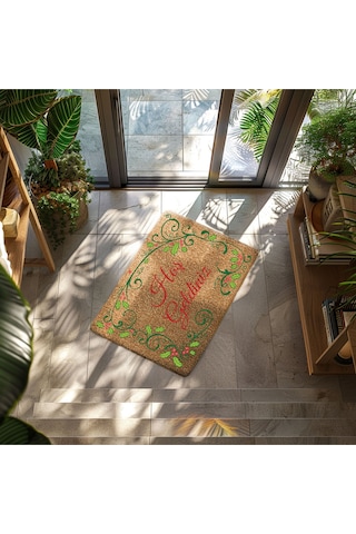 Home Hoşgeldiniz Dekoratif Çok Amaçlı Iç Ve Dış Kapı Paspası Ekru