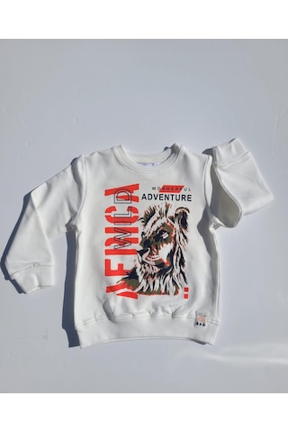 Nk Kids Erkek Çocuk Pamuklu Aslan Baskılı Sweatshirt-11226-krem Krem