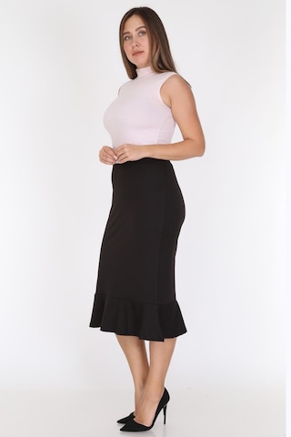 Volanlı Büyük Beden Etek 20a-079111 Siyah