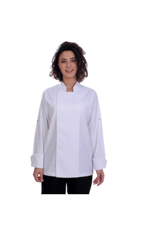 Formteks Unisex Aşçı Ceket Koltuk Altı Fileli Beyaz Kırmızı