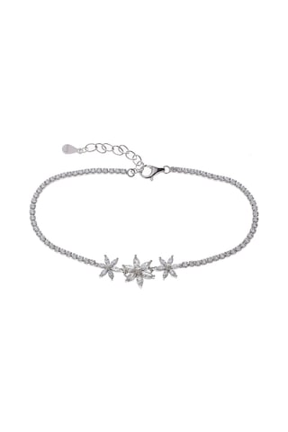 3'lü Çiçek Model Zirkon Taşlı 925 Ayar Gümüş Kadın Bileklik Gümüş