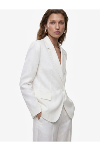 Koton Keten Karışımlı Uzun Kollu Düğmeli Cepli Kruvaze Blazer Ceket Beyaz 6sak50089pw