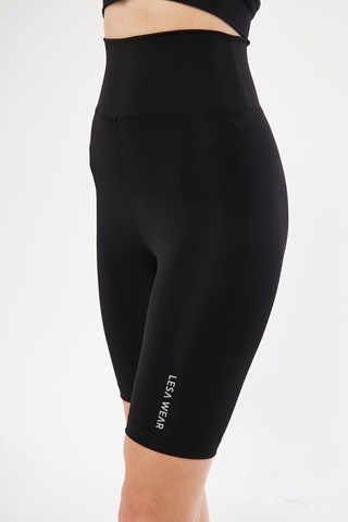 Lesa Wear Yüksek Bel Likralı Toparlayıcı Kısa Şort Tayt Siyah