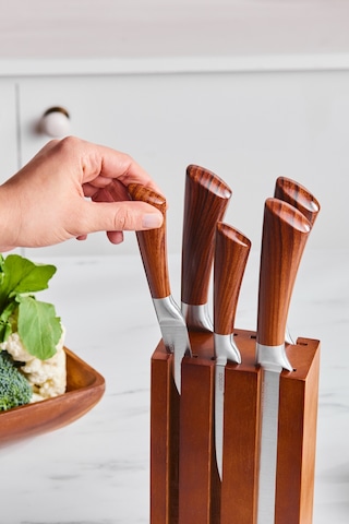 Karaca Formal 6 Parça Ahşap Standlı Bıçak Seti Wood Kahverengi