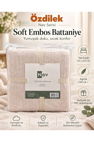 Özdilek Nev Serisi Soft Embos Tek Kişilik Battaniye 150x220 - Kemik