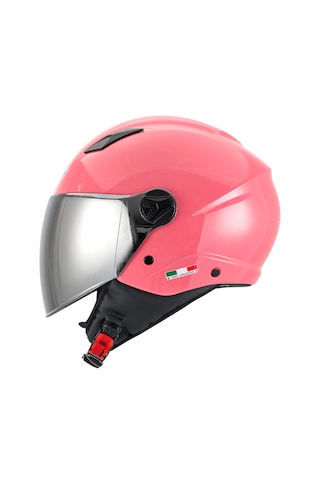 Sway 765 Gloss Pink Yarım Kask - Renkli Vizörlü