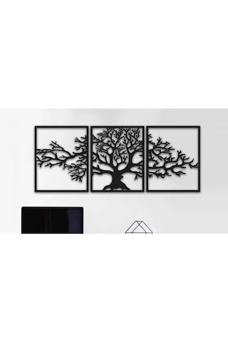 Ağaç Desenli 3 Parça Dekoratif Duvar Süsü