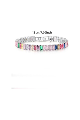 Kadın 316 L Çelik Vip Seri Antialerjik Baget Zirkon Taşlı Su Yolu Bileklik Ölçüleri 17cm + 3 Cm Uzatma 7 Mm Taş Boyutu-5209 Gri