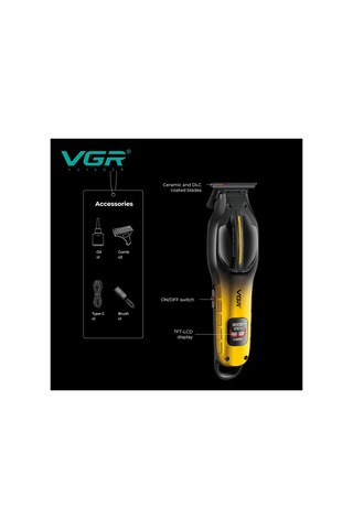 V-226 Tam Metal Gövde Dlc Bıçaklı Saç Sakal Çizim Makinesi Trimmer