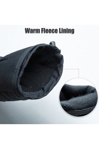 Geeksen Isı Kontrollü Sıcak Eldivenler, Su Geçirmez, Kaymaz, Fleece İç, Dokunmatik Parmak, Kayak-sürek İçin Kışlık Outdoor Siyah-l Siyah