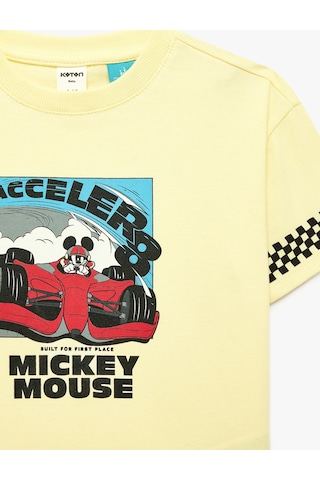 Koton Mickey Mouse Baskılı Pamuklu Kısa Kollu Lisanslı Tişört Sarı 6smb10227tk
