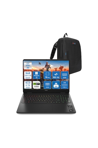 HP Omen Slim 16-AN0000NT BQ3Z2EAH54 Ultra 9-285H 128 GB 8 TB SSD 8 GB RTX5060 16" W11H Dizüstü Bilgisayar + Zetta Çanta