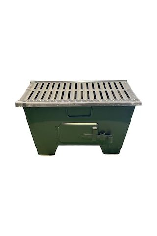 25x40 Katlanır Mangal Yağ Kanallı Mat Siyah Isıya Dayanıklı Boyal