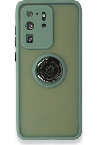 Newface Samsung Galaxy Uyumlu S20 Ultra Kılıf Montreal Yüzüklü Silikon Kapak Glblseme - 86 - Yeşil
