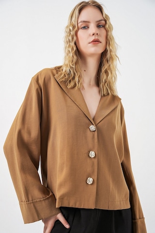 Hiccup Bdart Düğmeli Oversize Blazer Ceket Deve Kahvesi