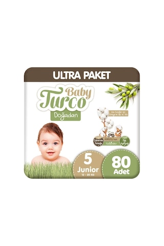 Baby Turco Doğadan Ultra Paket 5 Beden Bebek Bezi 80 Adet