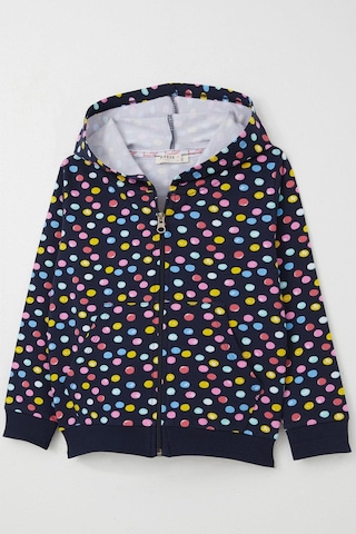 Breeze Kız Çocuk Hırka Renkli Puantiye Desenli Fermuarlı 1-4 Yaş, Lacivert Lacivert