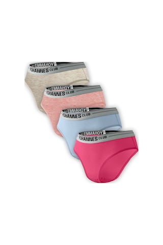Yohannes Club, Kız Çocuk, Pamuklu Slip Külot, 4'lü Paket, Karışık Renkli Çok Renkli