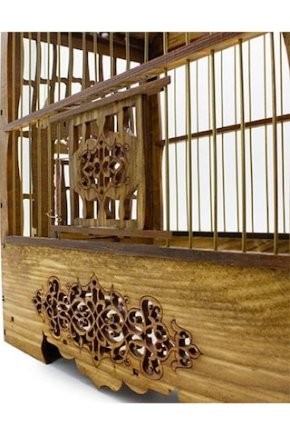 Birdlife Bombeli Lüx Oymalı Ahşap Kuş Kafesi 35x30x17 Cm 256-60010.01