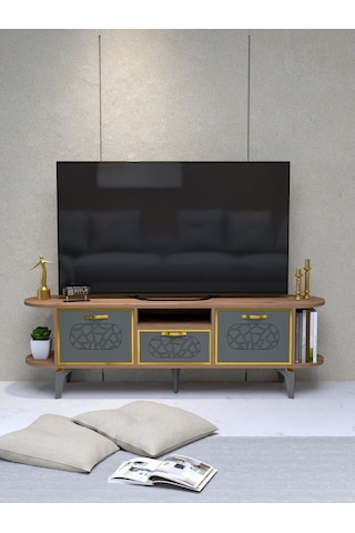 Tv Sehpası Mira 5030 Atlantik Gold 160 Cm 35 Cm 50 Cm Kahverengi