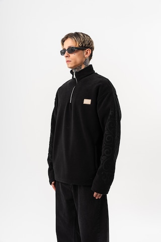 Respire Erkek Ffb Yarım Fermuarlı Oversize Polar Ceket Siyah