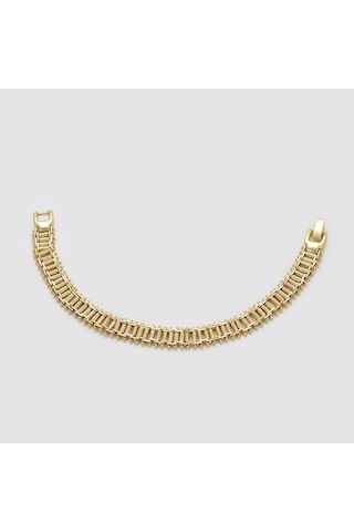 Zirkon Taşlı Geometrik Motifli 14 Ayar Altın Kaplama Kadın Bileklik Gold