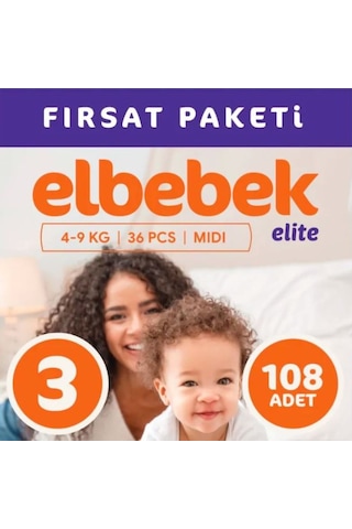 Elbebek Elite Bebek Bezi 3 Numara Midi Fırsat Paketi 108 Adet 3'lü