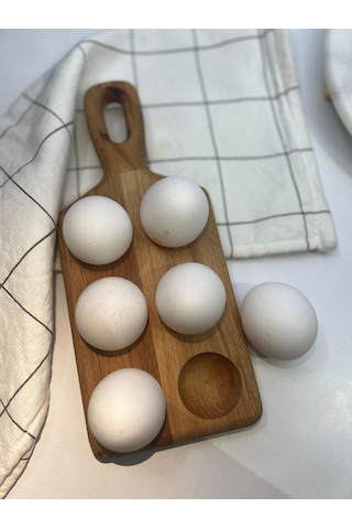 Hbs Art Design Ahşap 6 Lı Yumurtalık Saplı %100 Kayın Ağacı Açık Renk