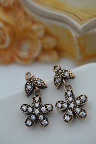 Stoneage Myosotis Çiçeği Küpe Bronz