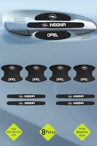Premium Opel Insignia Karbon Desenli Kapı Kolu Koruyucu Seti Çizilmelere Karşı Dayanıklı 8 Parça