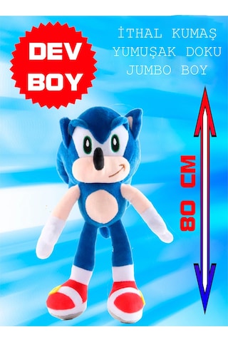 Xxl Kumaş Sonic Boom Hedgehog Kirpi Sonic Peluş Oyuncak Uyku & Oyun Arkadaşı Dev Boy 80 Cm