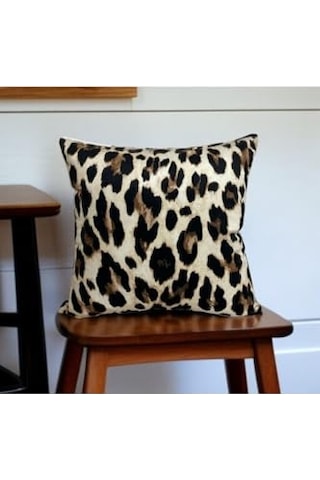 Asdiva Leopar Desen Çift Taraflı Dijital Baskılı Dekoratif Kırlent Kılıfı 45x45 Çok Renkli