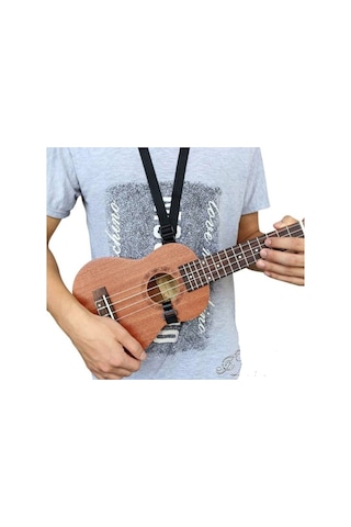 Segah Siyah Kancalı Kayış Dokuma Ukulele Askısı - Concert Soprano